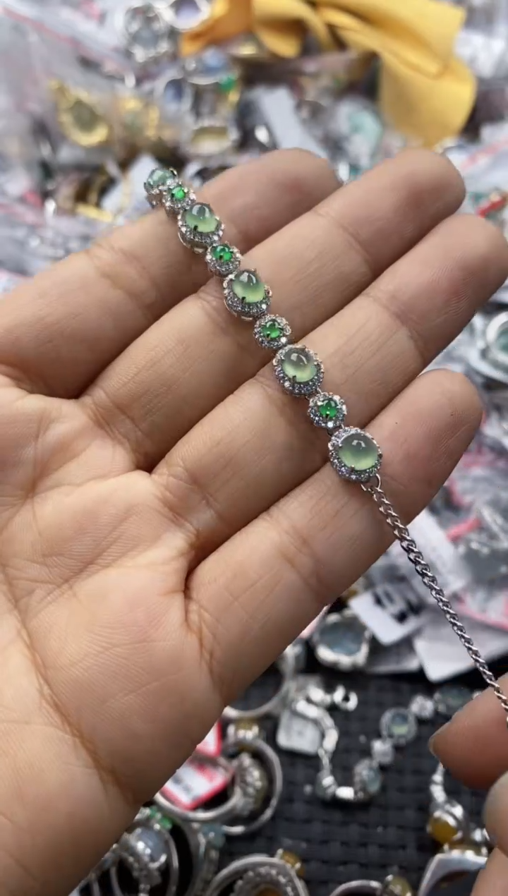 银S925镶嵌戒指翡翠555---9