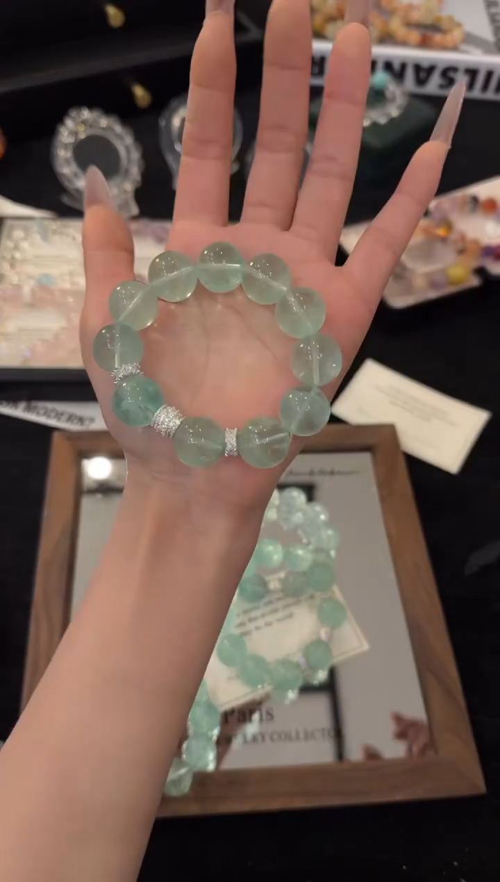 合金手链水晶绿萤石x01