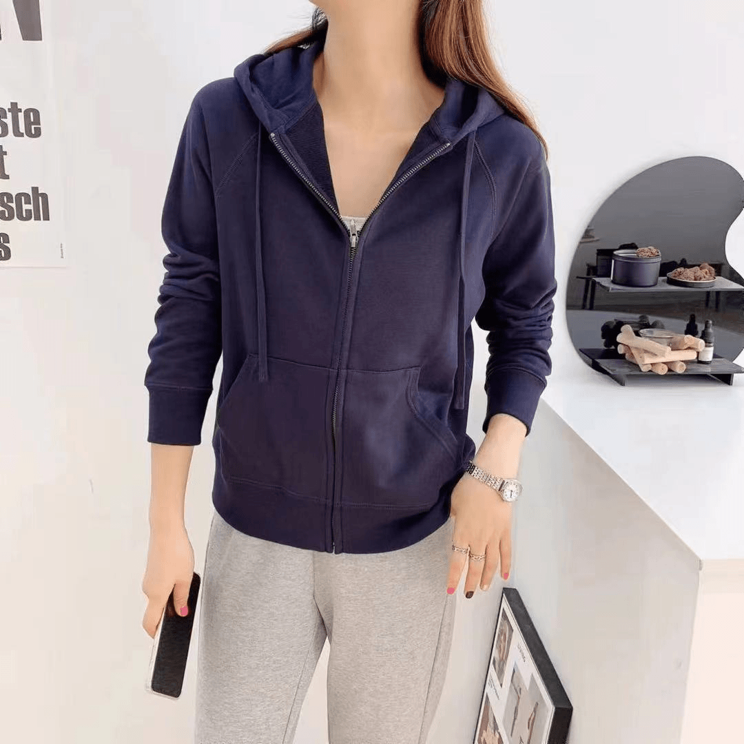 【主播甄选】女款老干部棉毛圈连帽外套54211