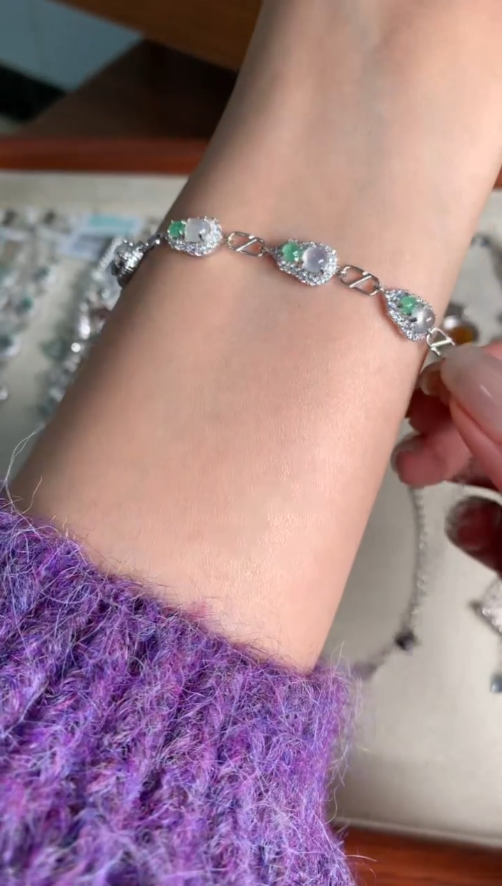 银S925镶嵌戒指翡翠手链