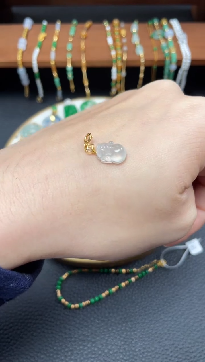 【闪购商品】翡翠吊坠(不含链)18K金镶嵌一个   JK326