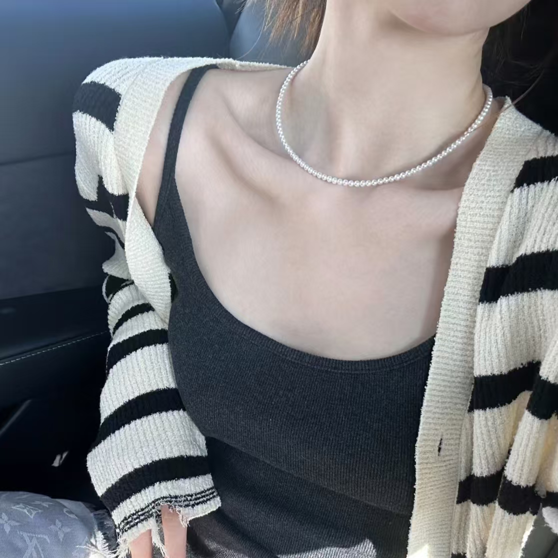 链子925银 【先鉴后发】 2025新款正圆极光冷白3-4mm小米珠气质百搭