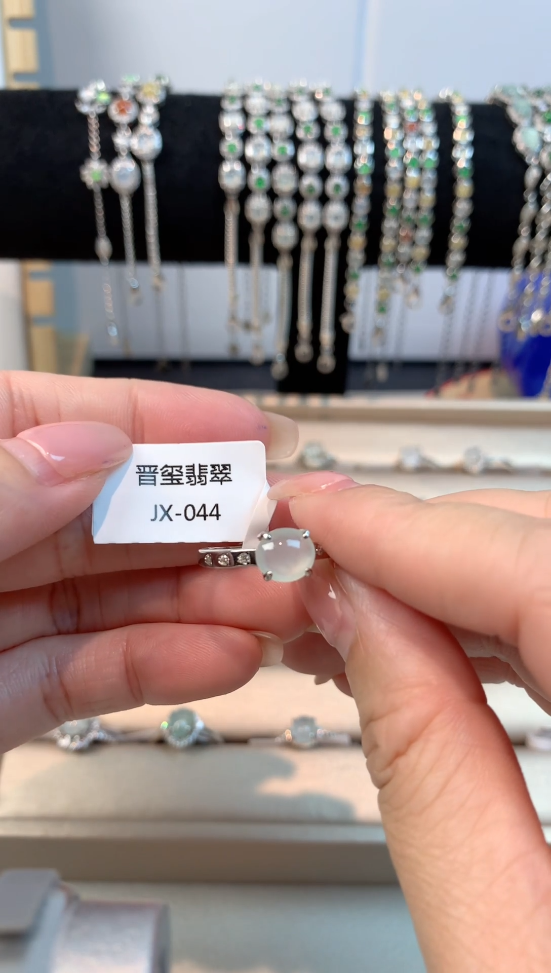 翡翠戒指银S925镶嵌天然A货翡翠044