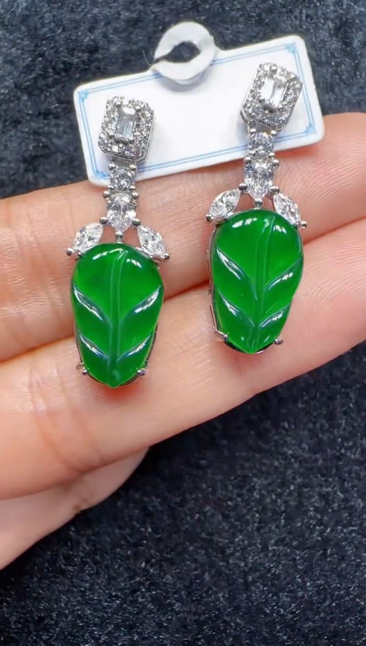 未镶嵌定制翡翠翡翠耳环41