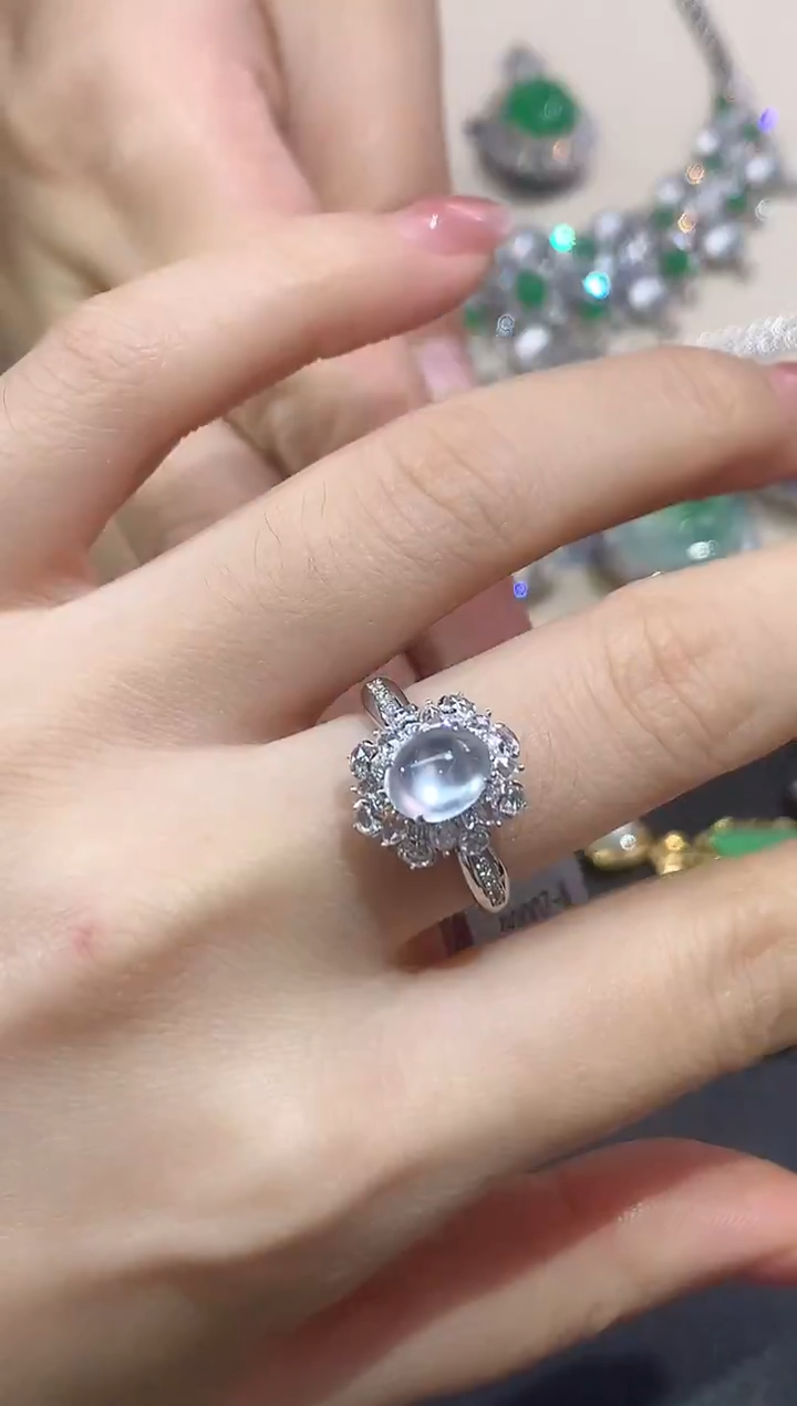 18K金镶嵌戒指翡翠A535|15800