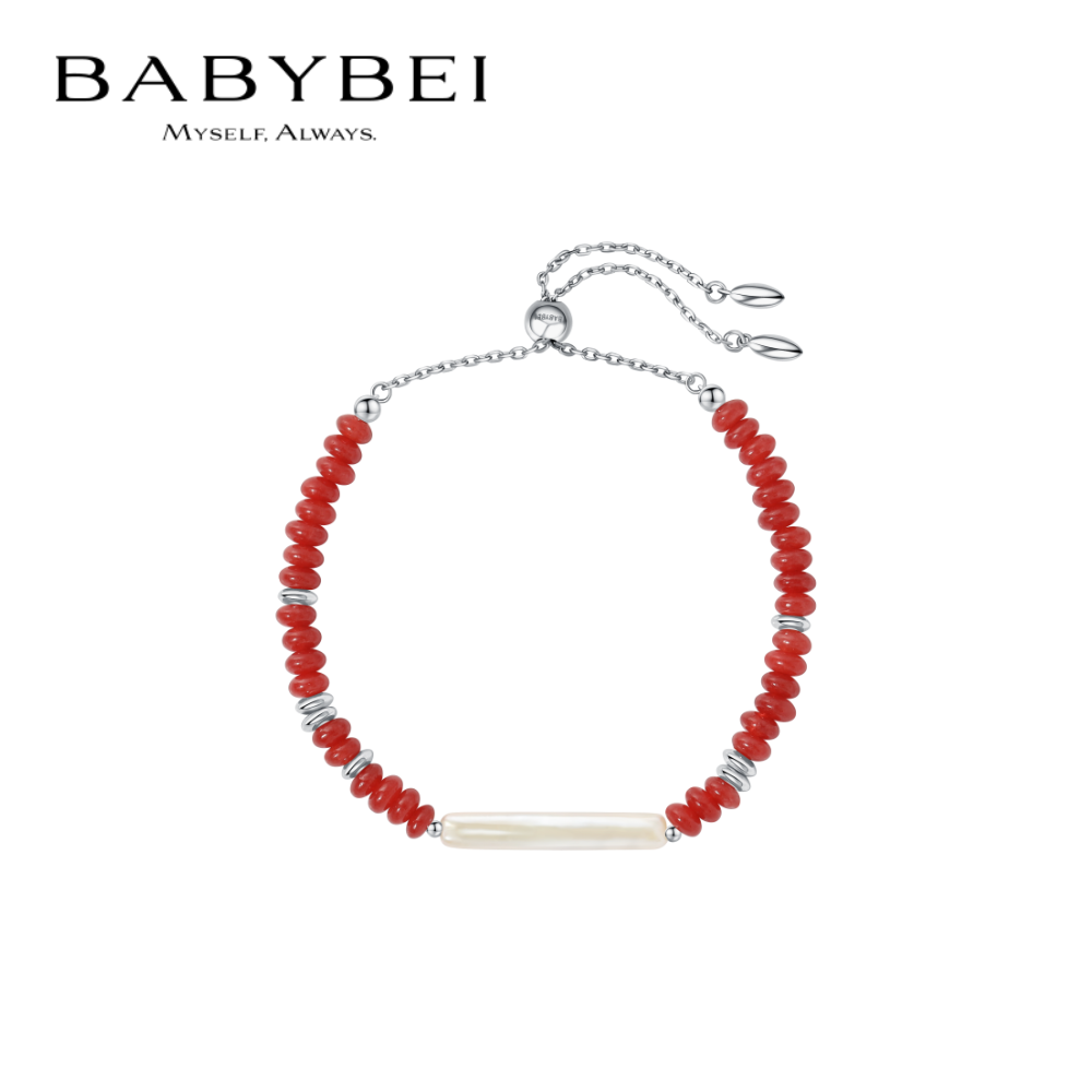 BABYBEI/初贝 925银手链 [李耕耘同款]醉染胭脂手链巴洛克珠红色