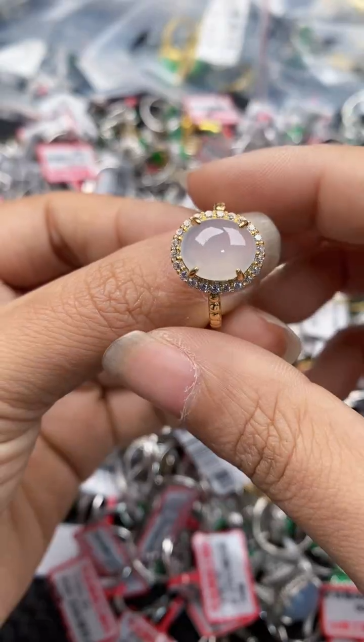 银S925镶嵌戒指翡翠444---8