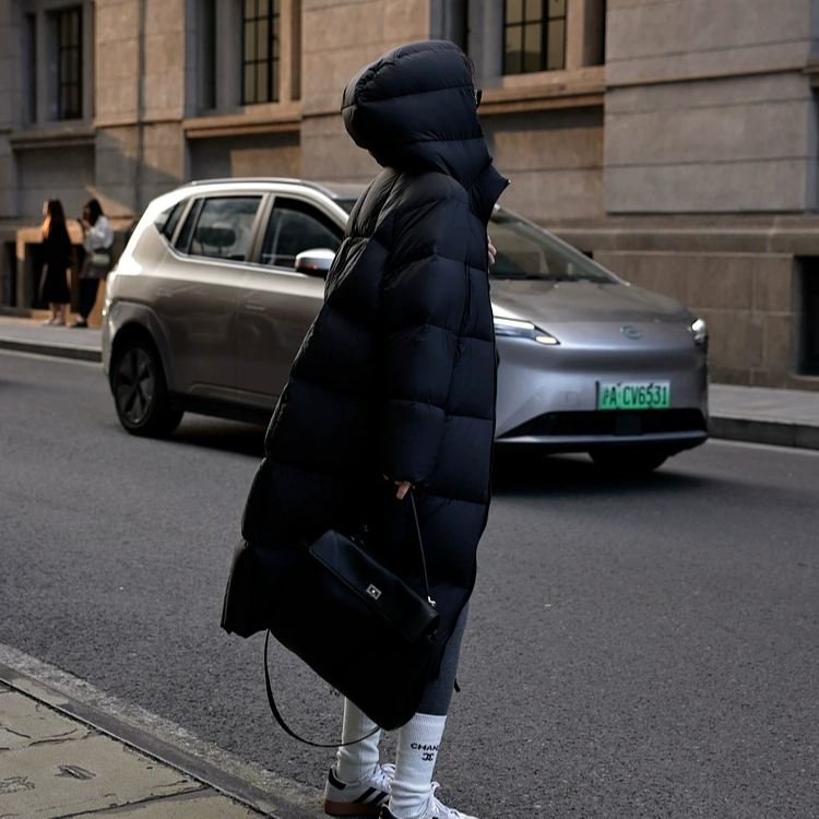 韩版气质休闲冬加厚外套中长款直筒贝贝长羽绒服女长爆款百搭连帽
