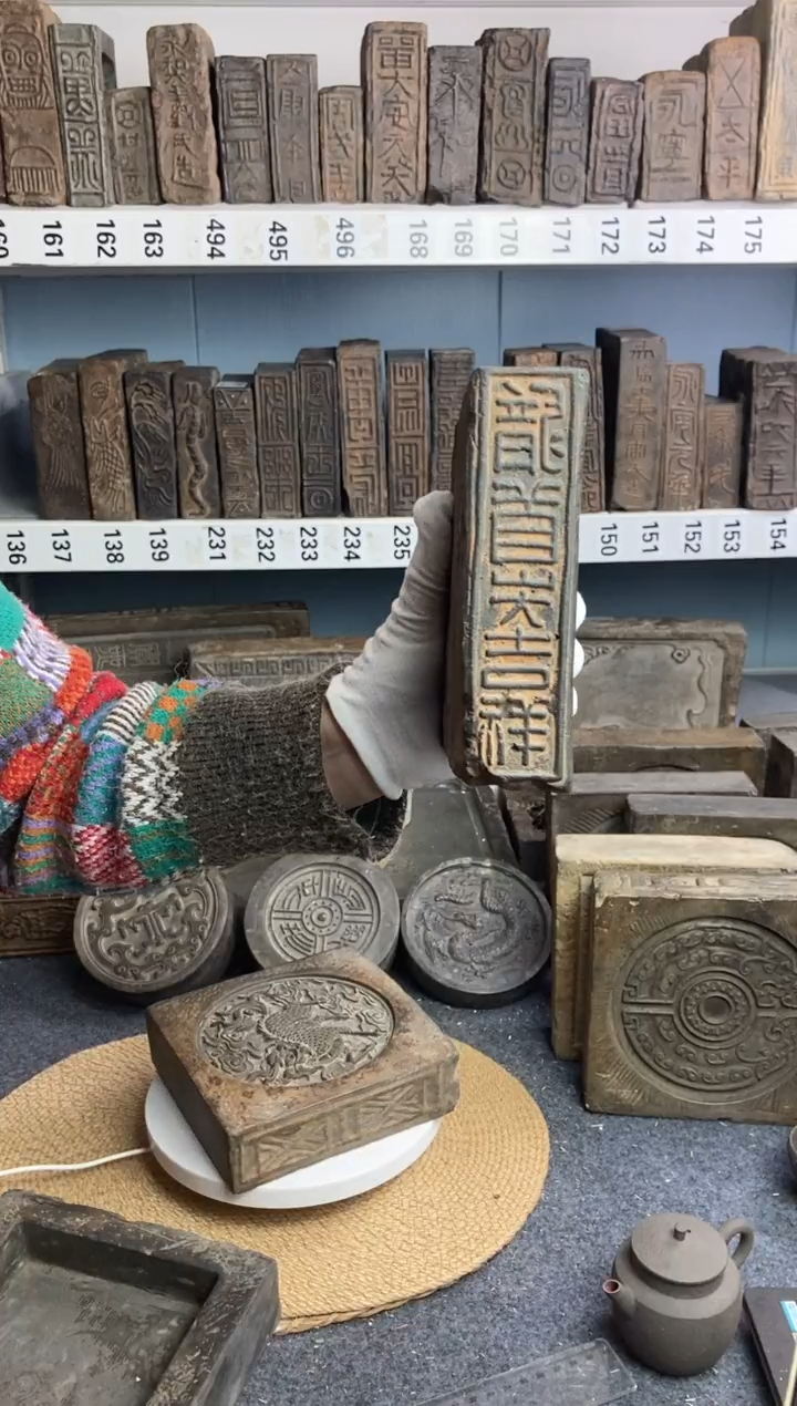 西**客古砖雕刻砚台壶承