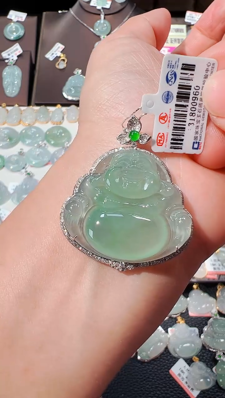 【闪购商品】翡翠吊坠(不含链)18K金镶嵌佛公吊坠960