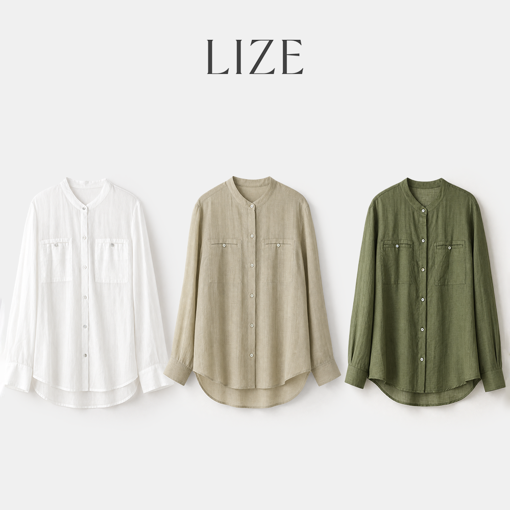 LIZE【清平乐L2378】定制重磅100苎麻面料.高级感透气舒适长袖衬衫