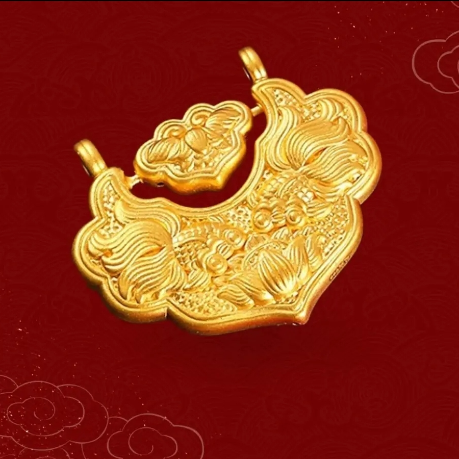 【琪总专属.】锦鲤报福祥云锁莲花项链赠链【SCD31】