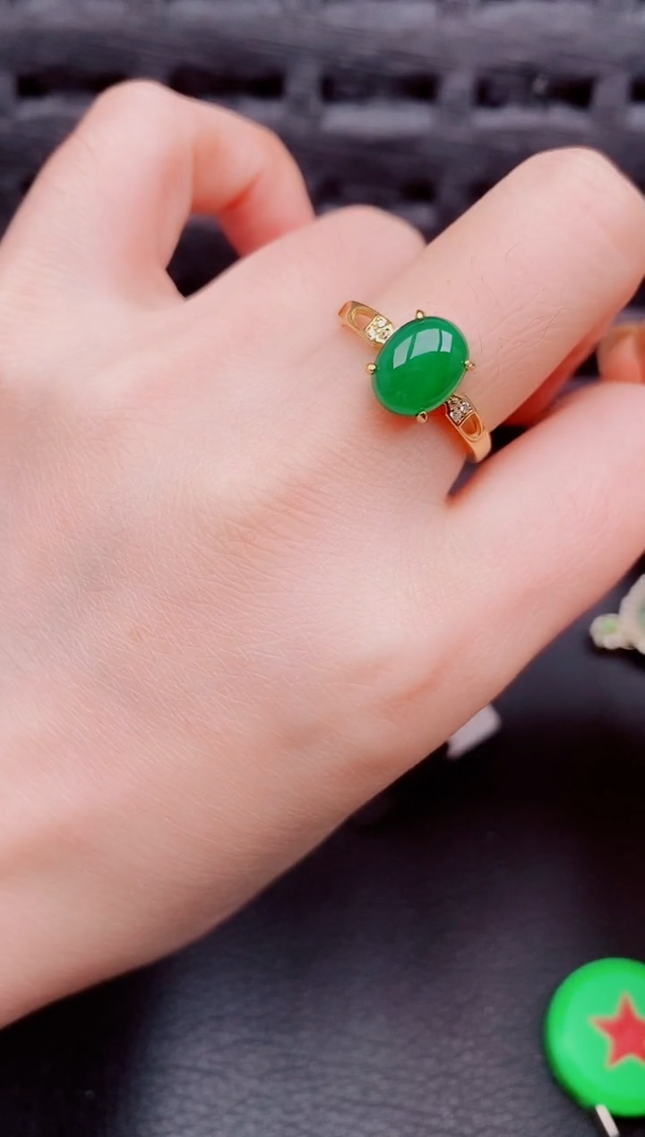 【闪购商品】翡翠戒指银S925镶嵌天然a货翡翠1230