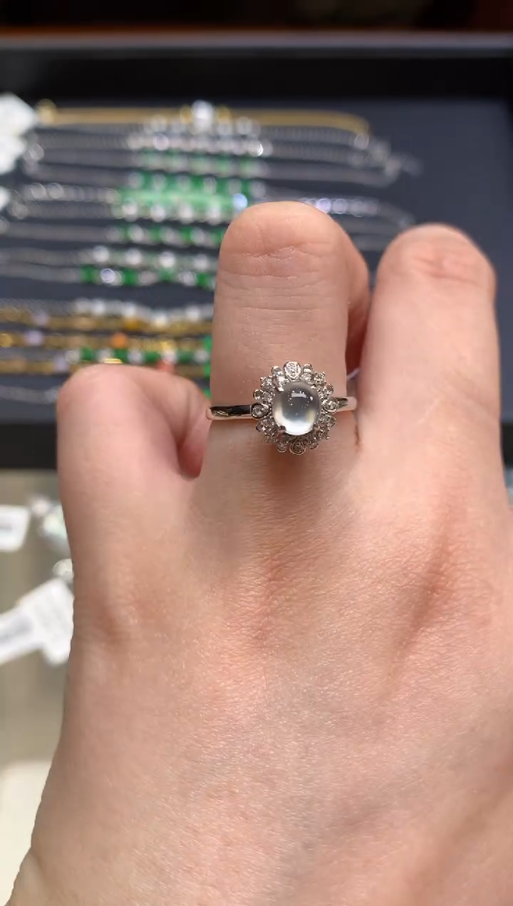 翡翠戒指18K金镶嵌A215|5800