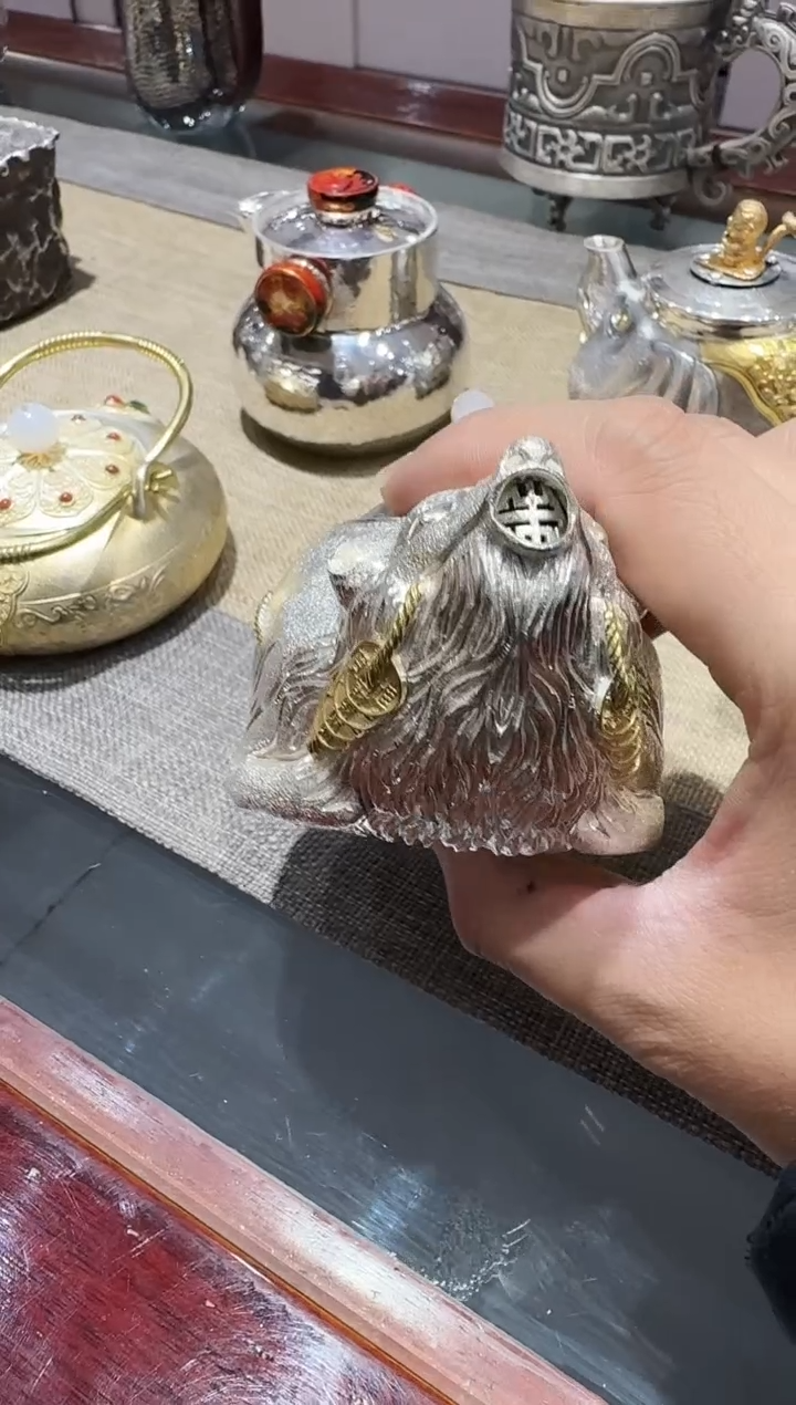 【闪购商品】足银999精工仿生老鼠泡茶壶