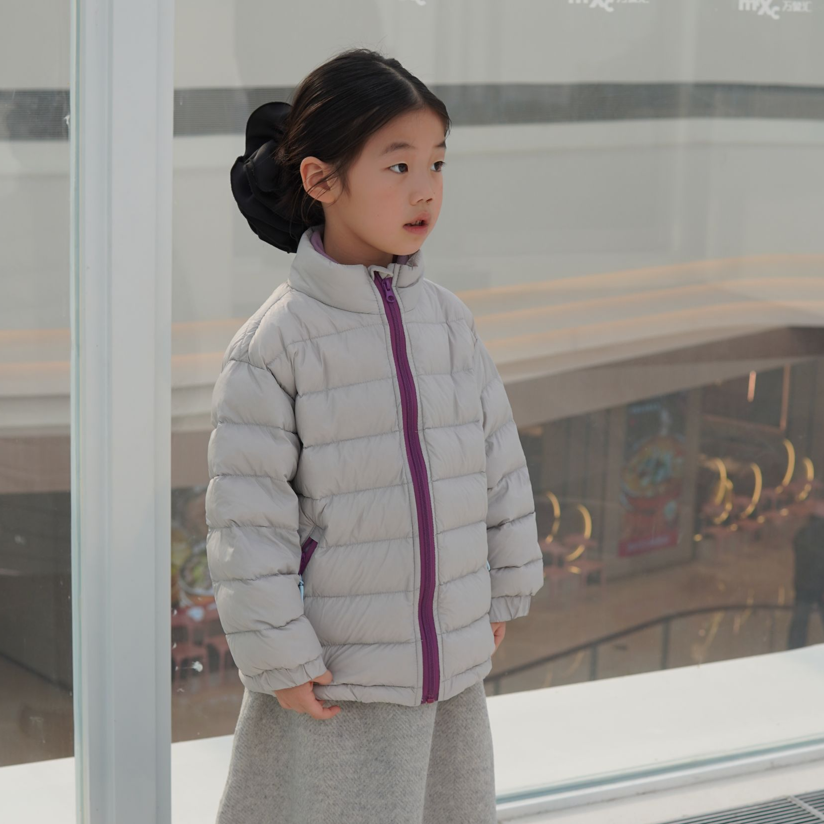 【云想霓裳】女童90安心绒撞色拉链排骨羽绒松弛版