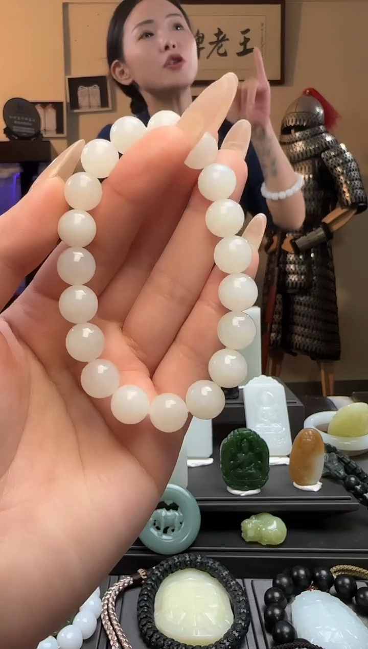 【闪购商品】和田玉白玉圆珠未镶嵌手串