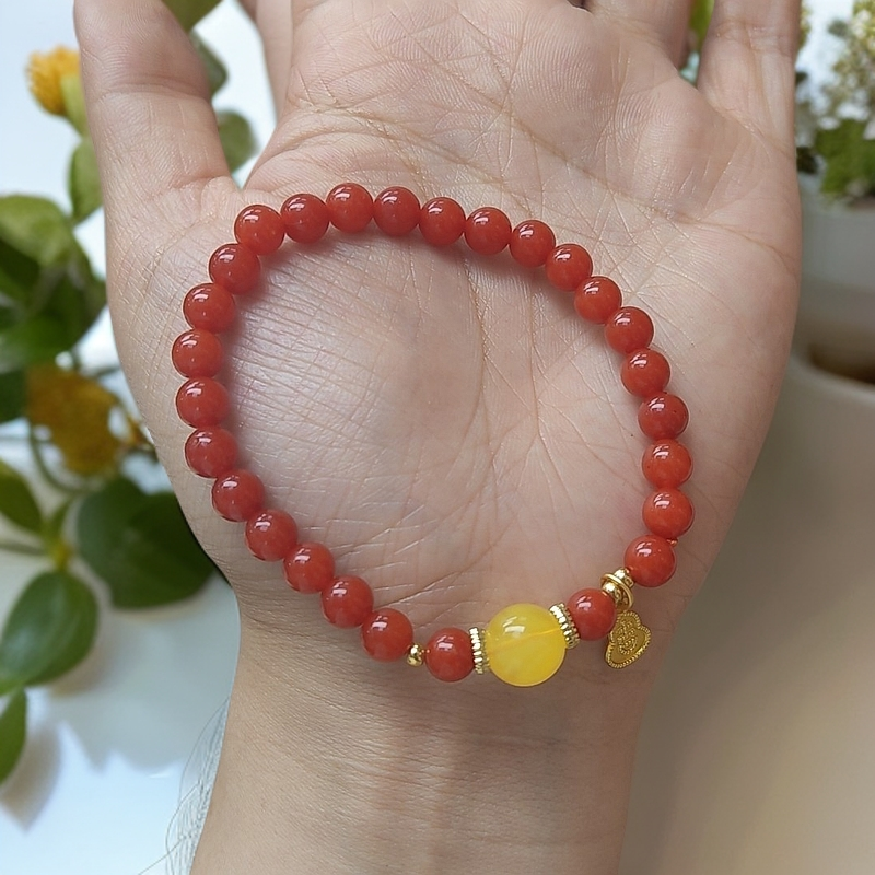 设计款保山柿子红卡6毫米手串