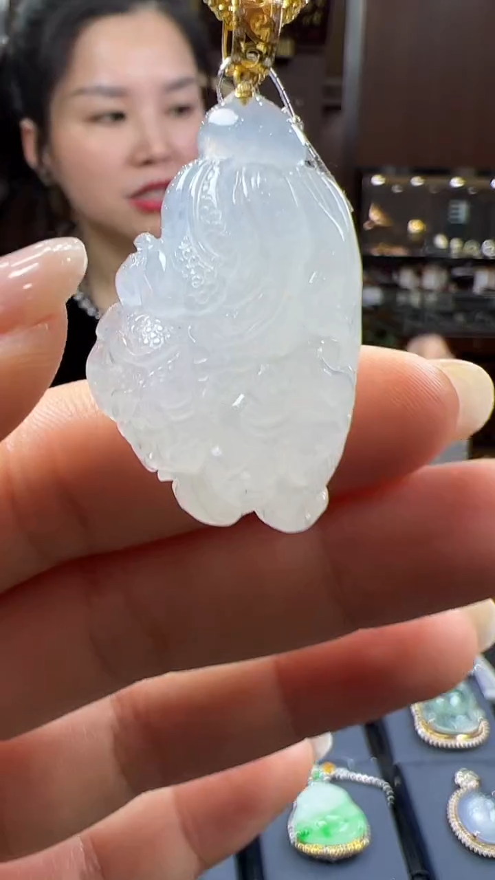 翡翠18K金镶嵌挂件白菜 不含链