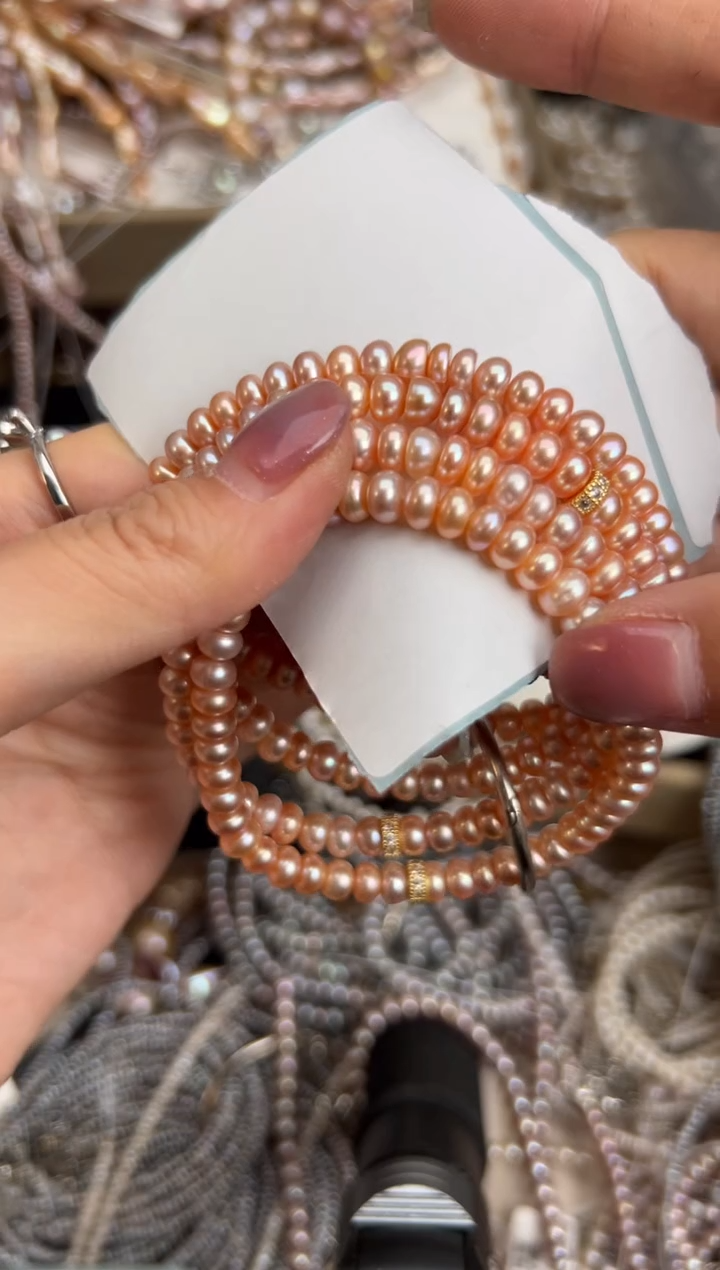 未镶嵌福利淡水珍珠无核*强光珍珠手链（中国红）6mm左右