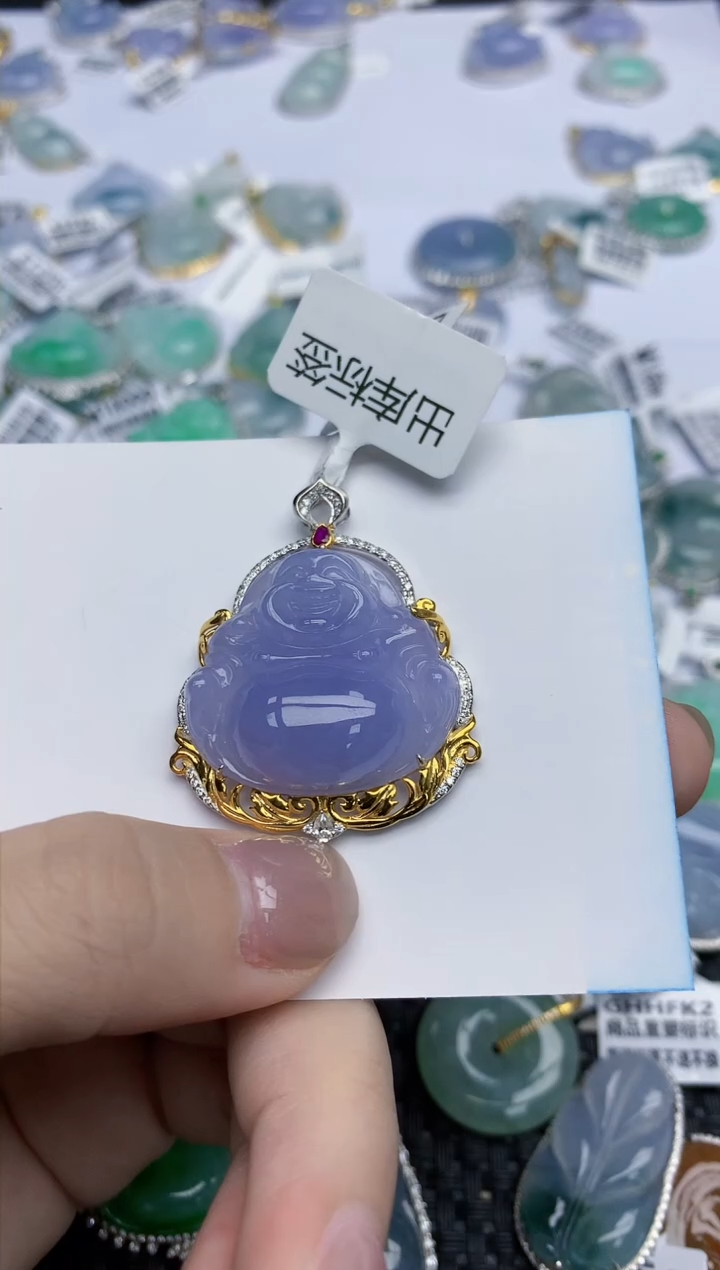 【闪购商品】翡翠颈饰18K金镶嵌天然翡翠A货