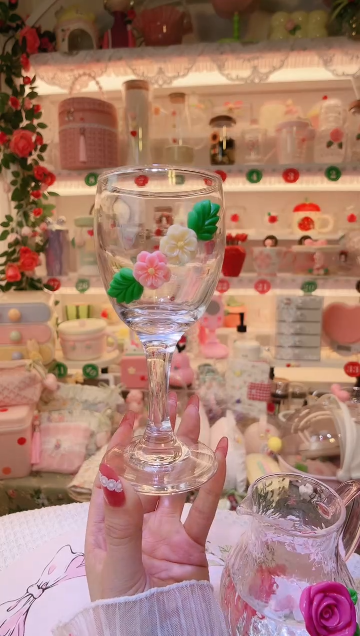 小花仙红酒杯——手工制作品质好！