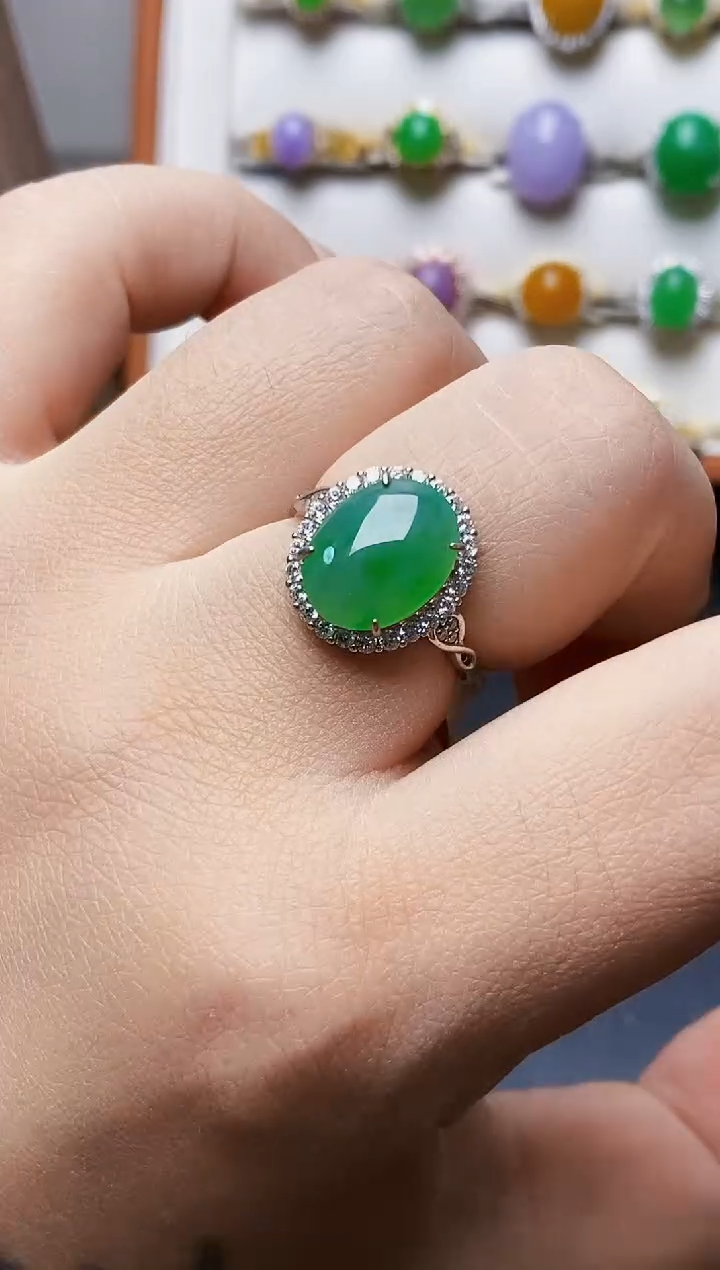 银S925镶嵌戒指翡翠0172