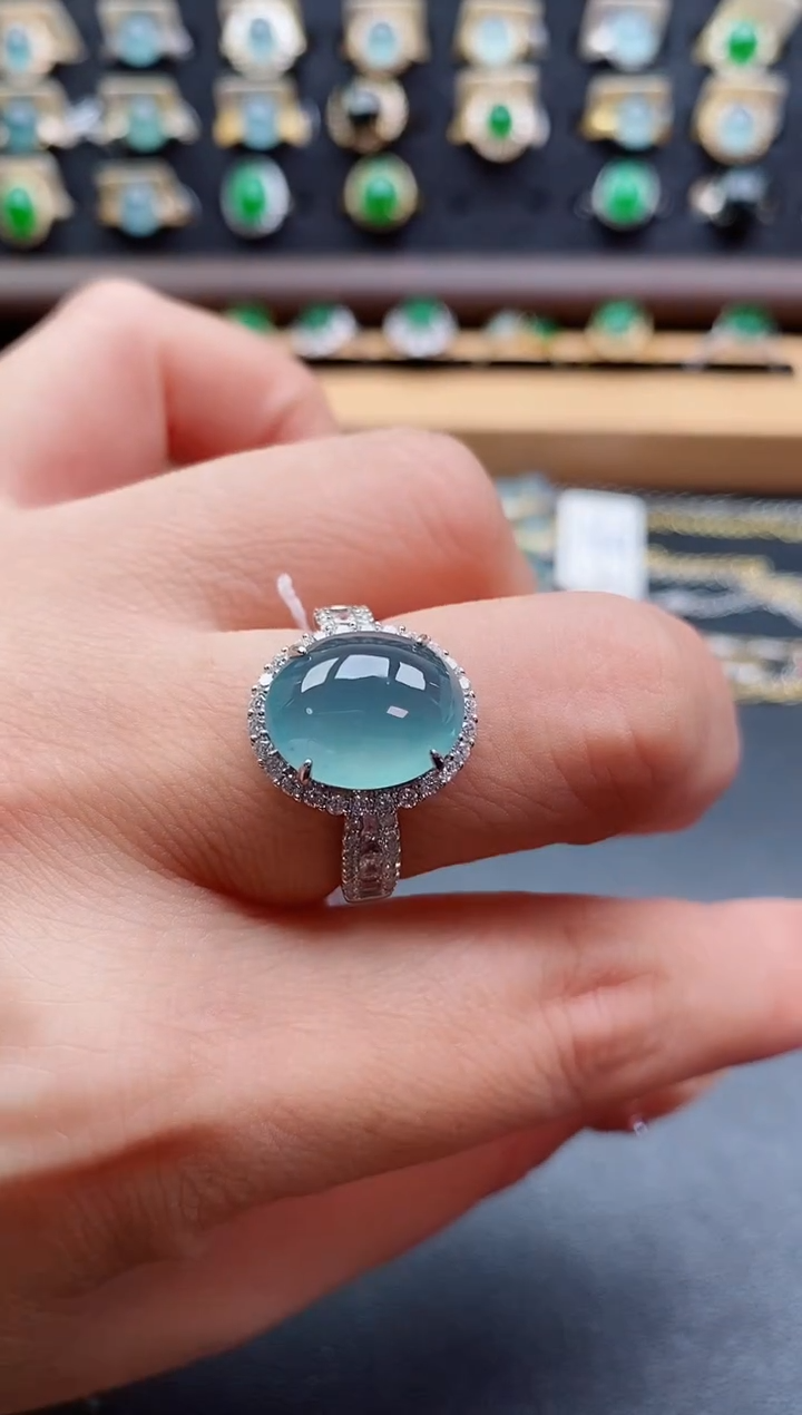 银S925镶嵌戒指翡翠1