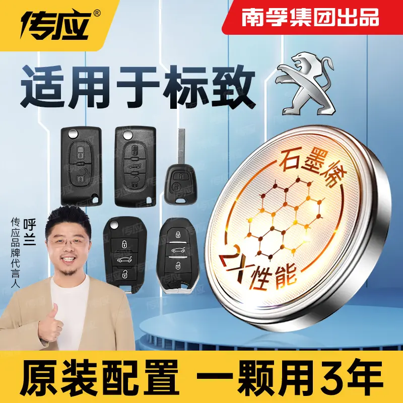 南孚传应东风标致专用汽车钥匙遥控器纽扣电池408 508 2008 301