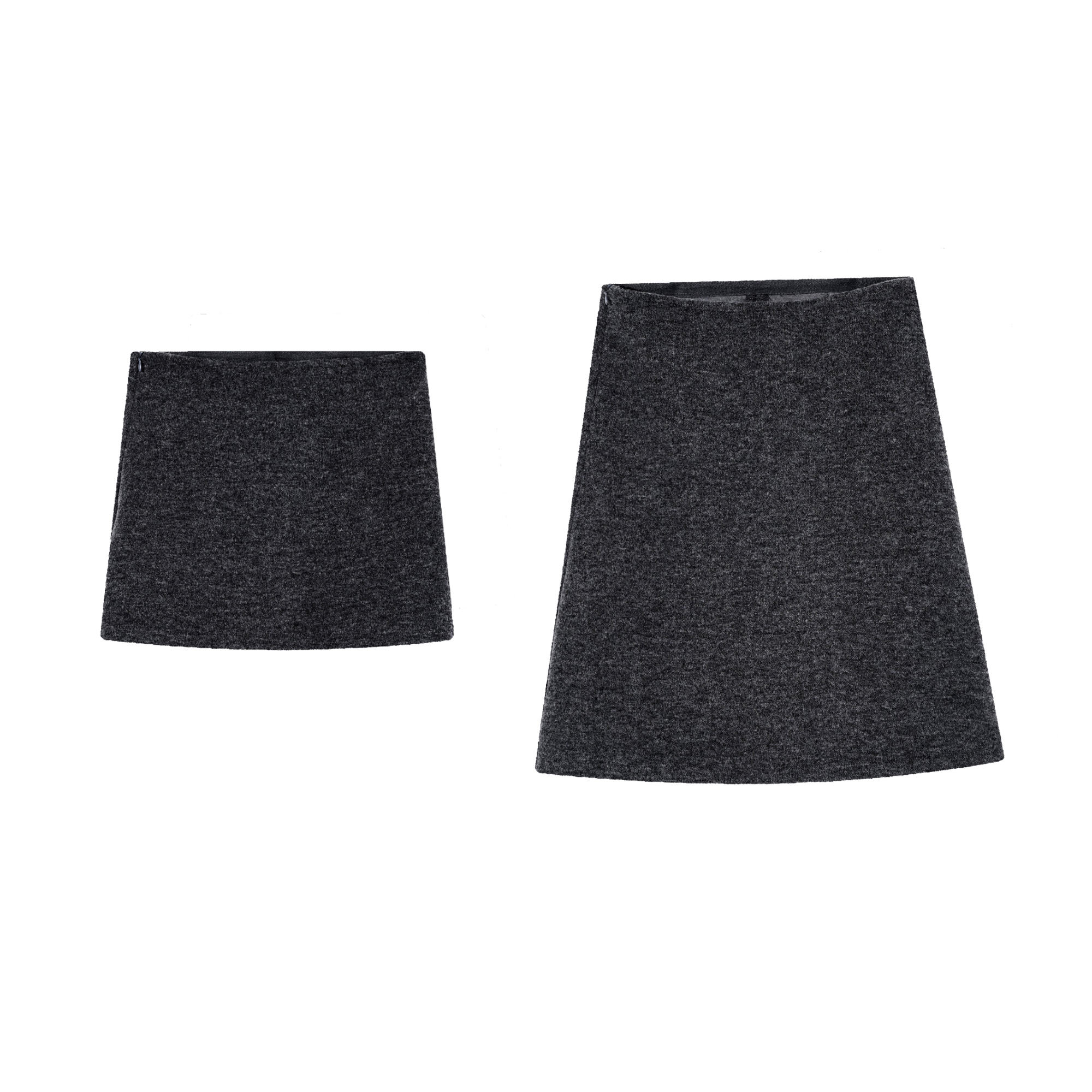 “简约老钱”羊毛混纺柔韧织带微A半身裙高腰气质显瘦法式复古