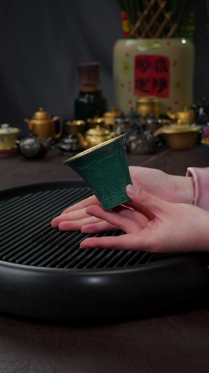 【闪购商品】杯【宜景窑绿松石封神鎏金】杯子