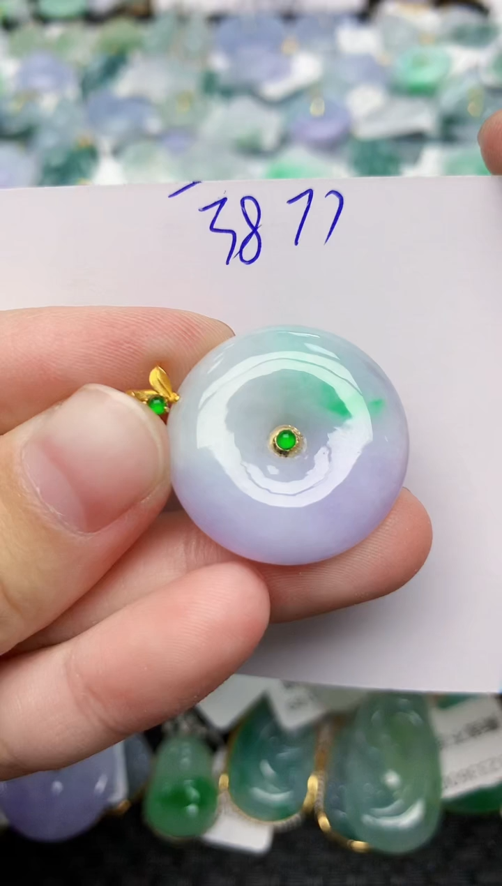 颈饰18K金镶嵌翡翠天然缅甸A货翡翠百元以上9元证书费自理