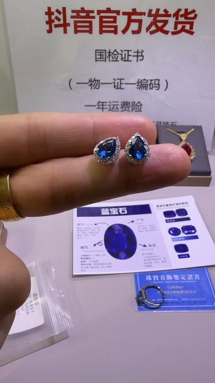 耳饰蓝宝石18K金镶嵌13