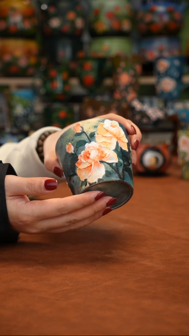 紫砂油画手绘釉下彩