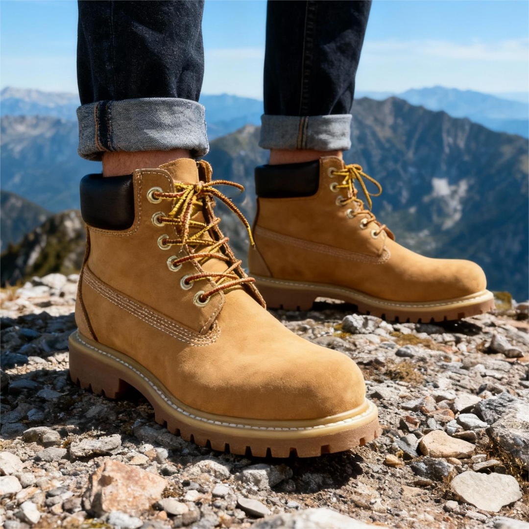  贝利磨砂牛皮中帮大黄靴休闲男士百搭靴子黄色秋冬防水升级款