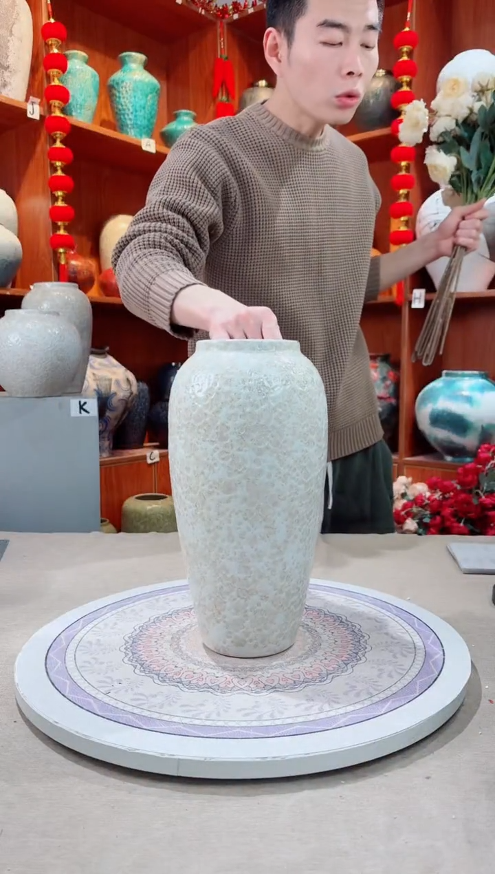 【闪购商品】瓶茶白 大号 陶瓷花瓶 无花 精品