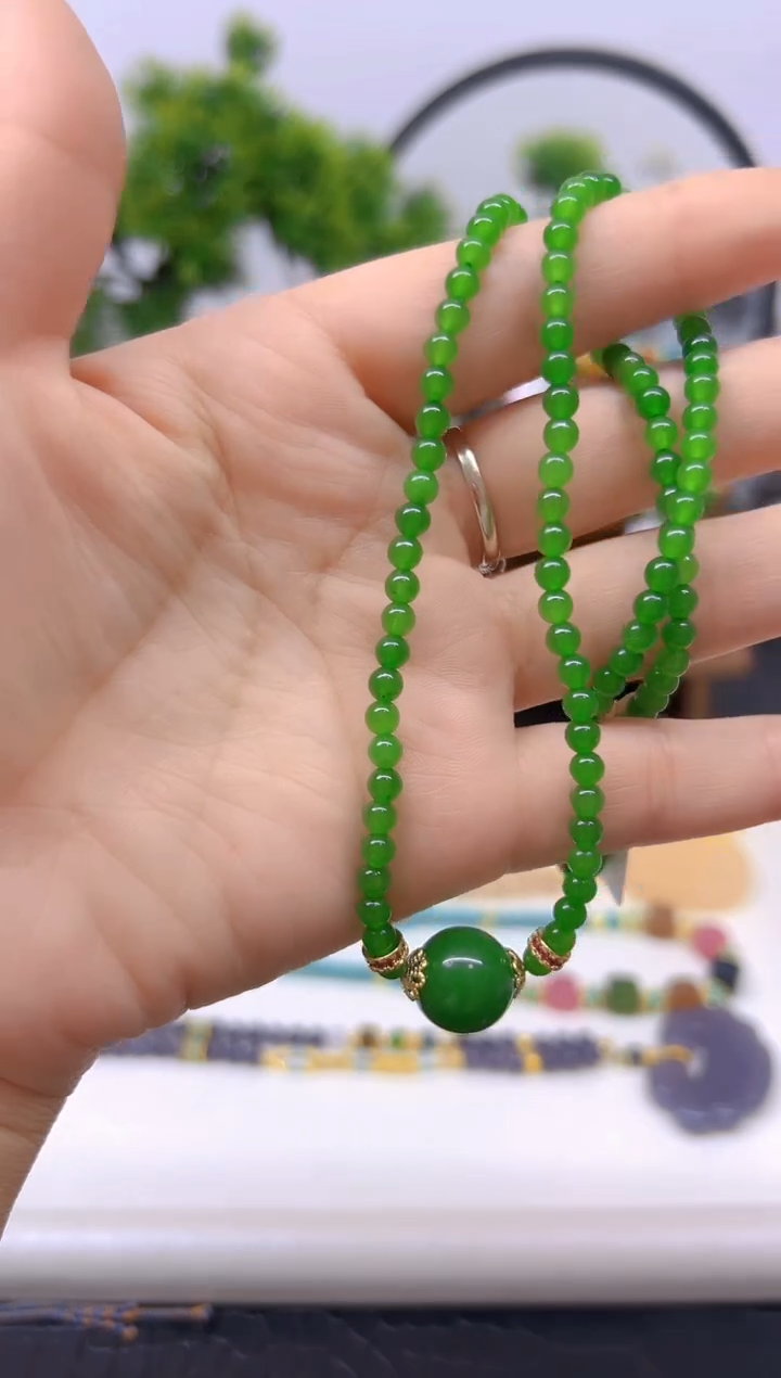 【闪购商品】和田玉（碧玉）项链未镶嵌项链X362