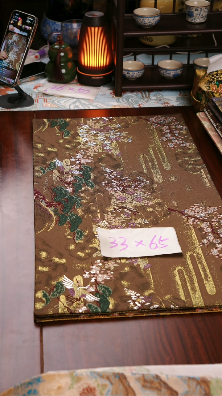 【微瑕西阵织世外桃源双面】中国风干泡织锦茶席33*65