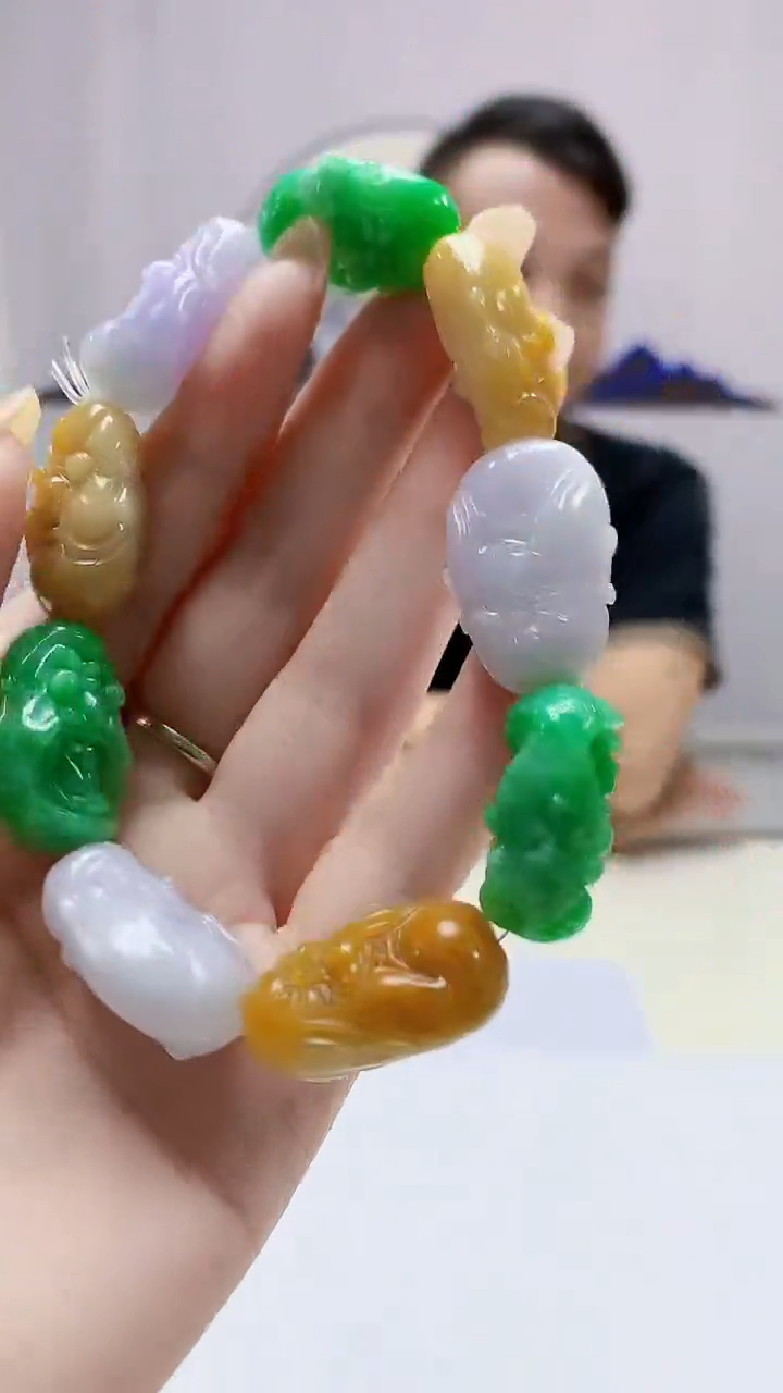 定制翡翠未镶嵌4969DD-毛货手串90