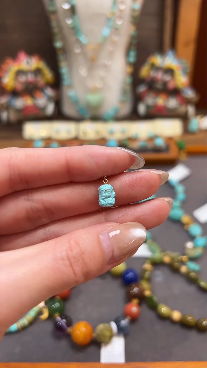 绿松石18K金镶嵌提溜绿松石提溜