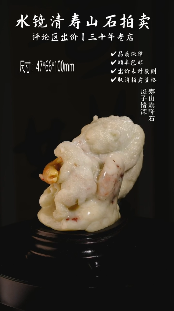 寿山石印石草*寿山旗降石 母子情深