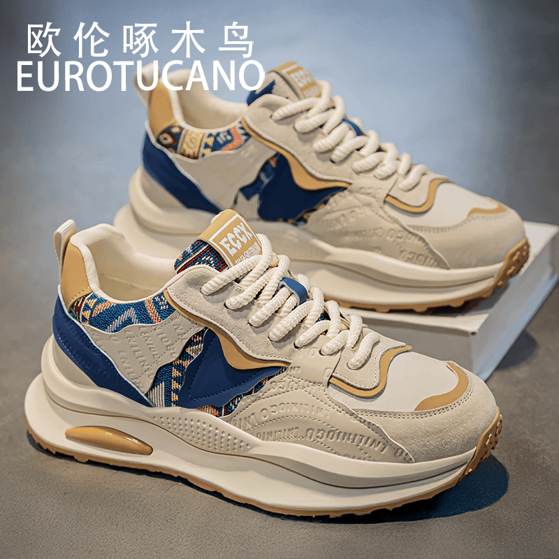 欧伦啄木鸟EUROTUCANO新款百搭休闲老爹鞋子男款软底运动潮板鞋