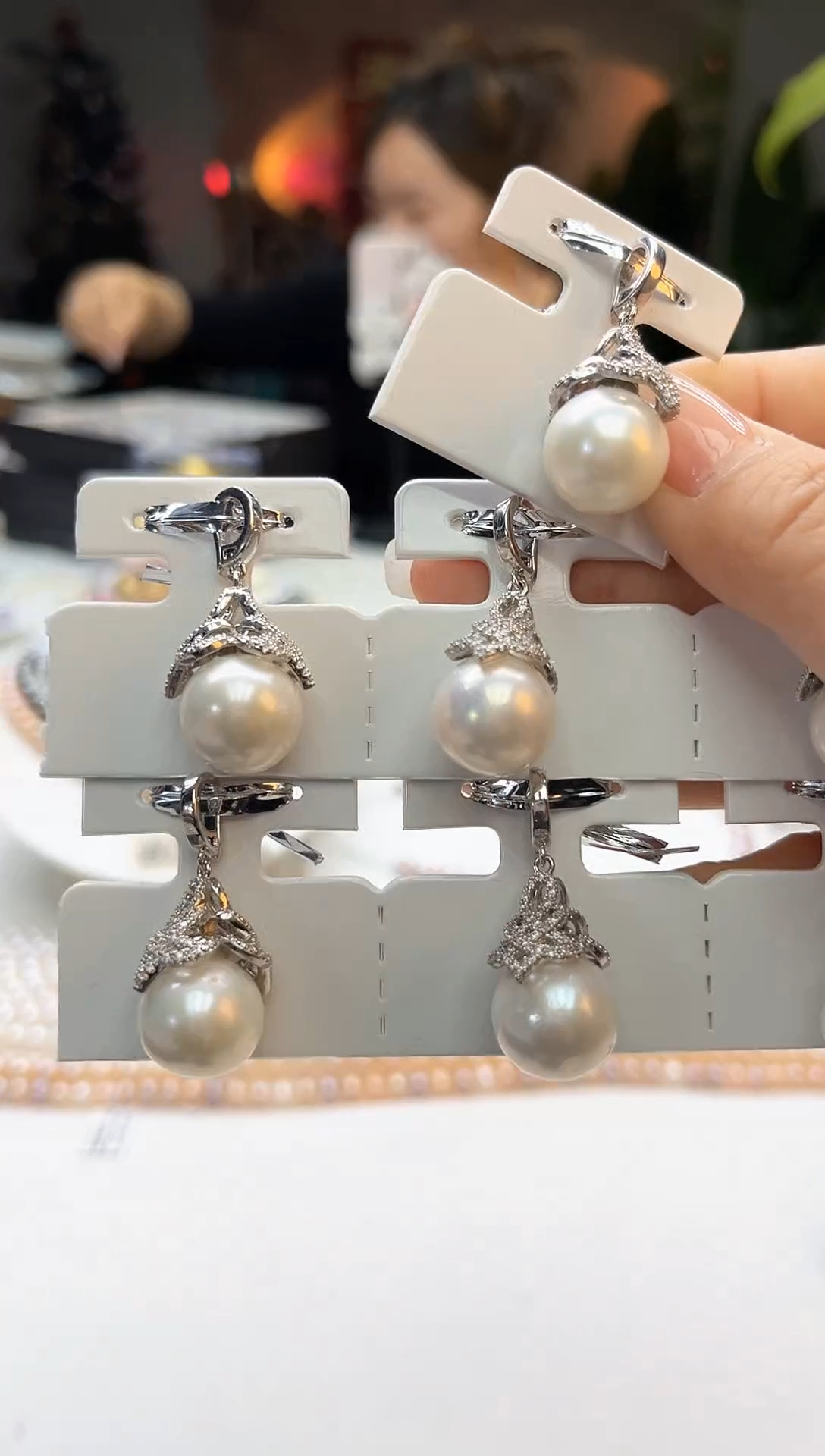 未镶嵌吊坠淡水珍珠14-15mm白珠万能扣(多样性发一）