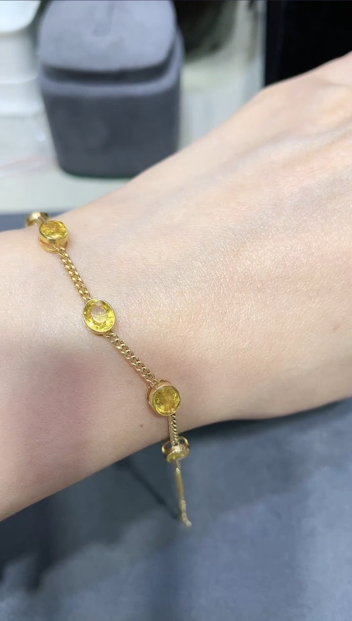 【闪购商品】彩色蓝宝石手链18K金镶嵌·