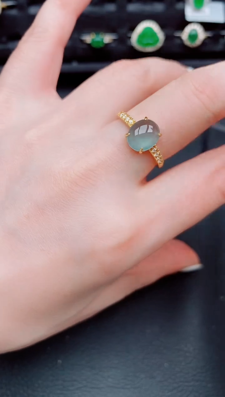 【闪购商品】翡翠戒指银S925镶嵌天然a货翡翠363