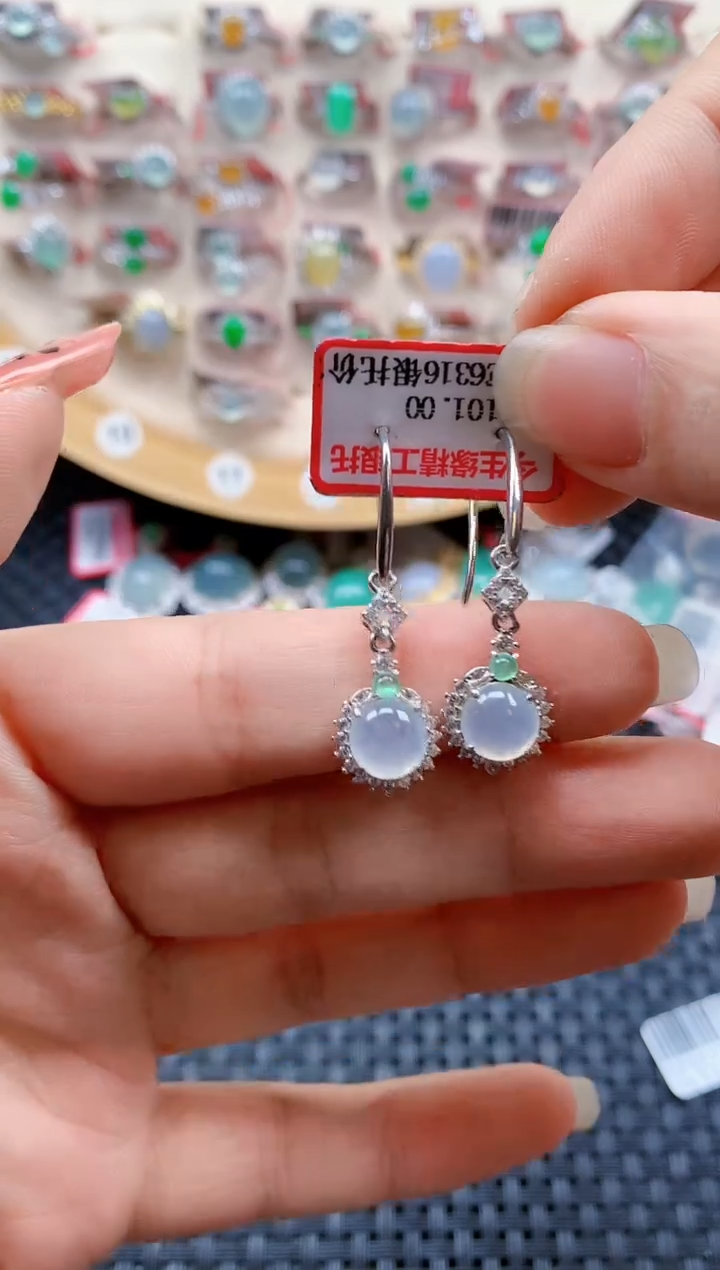 银S925镶嵌戒指翡翠天然A货缅甸翡翠