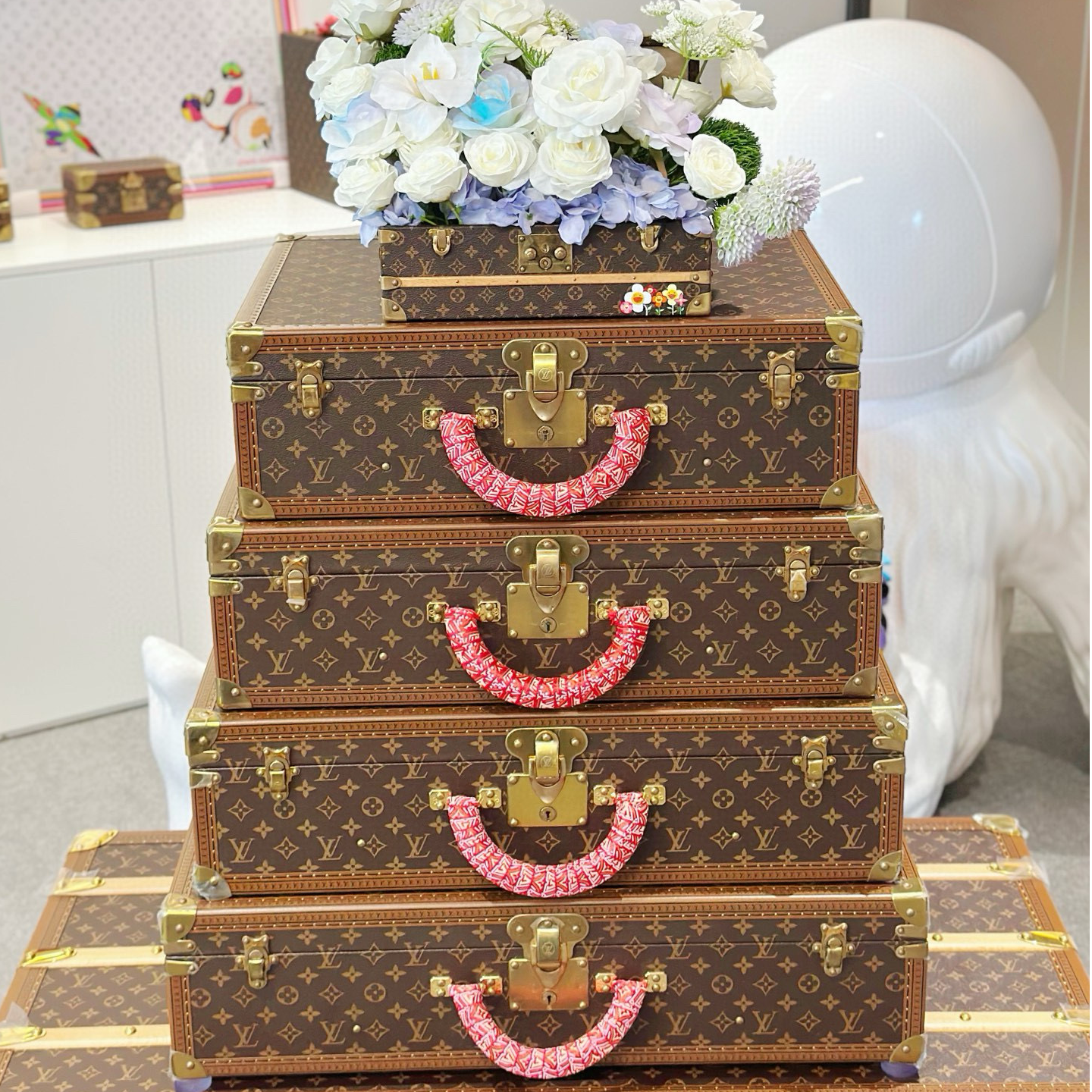 99新 LouisVuitton/路易威登 老佛爷 单层四塔加花箱 硬箱塔箱
