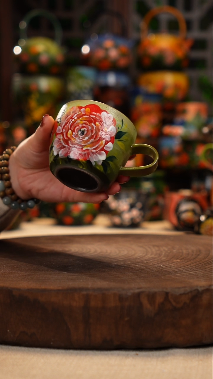 紫砂油画釉下彩手绘