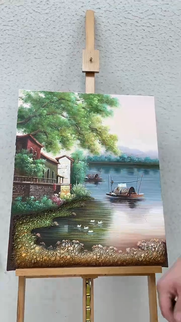油画石子画-油画麻布-约 50-60厘米-16