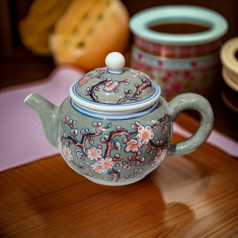 XD-ZH-XD3210绿稀土绿底喜上眉梢茶壶+礼盒